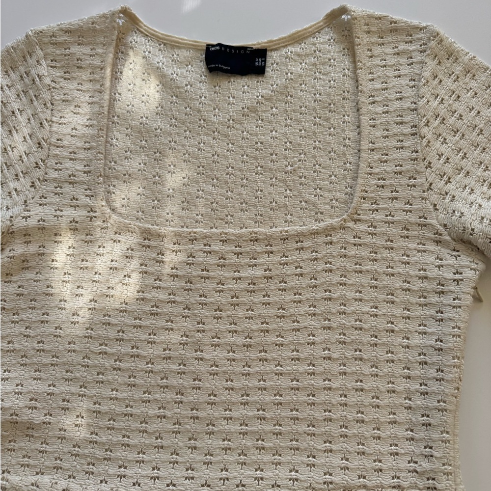 ASOS Cream Textured Mini Dress - Picture 3 of 8